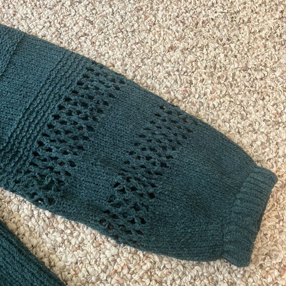 Knox Rose Women Sweater Plus Size XXL Teal Blue Knit Boho Textured Chenille Soft - Picture 2 of 6